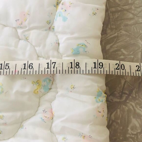 vintage baby blanket white sleeping blanket pastel ducks play mat soft - Picture 11 of 16